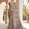 Ready To Wear Yellow Silk Printed Saree