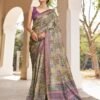 Ready To Wear Yellow Silk Printed Saree - Image 4