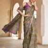 Ready To Wear Yellow Silk Printed Saree - Image 7