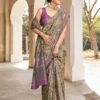 Ready To Wear Yellow Silk Printed Saree - Image 6