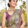 Ready To Wear Yellow Silk Printed Saree - Image 5