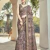 Ready To Wear Brown Silk Printed Saree - Image 4