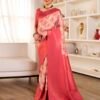Ready To Wear Cream Silk Printed Saree - Image 2