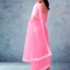Ready To Wear Light Pink Organza Plain Saree - Image 2