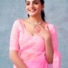Ready To Wear Light Pink Organza Plain Saree - Image 5