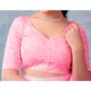 Ready To Wear Light Pink Organza Plain Saree - Image 4