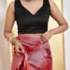 Ready To Wear Light Red Silk Printed Saree - Image 6