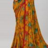 Yellow Printed Georgette Saree - Image 3
