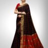 Black Coloured Chanderi Woven Checks Casual saree