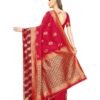 Red Coloured Poly Silk Jacquard Partywear saree - Image 3