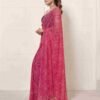 Ready To Wear Dark Pink Georgette Printed Leheriya Saree - Image 2