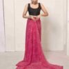 Ready To Wear Dark Pink Georgette Printed Leheriya Saree - Image 6