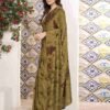 Ready To Wear Peanut Brown Georgette Printed Saree