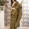 Ready To Wear Peanut Brown Georgette Printed Saree - Image 3