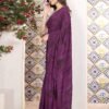 Ready To Wear Deep Violet Georgette Printed Saree - Image 2