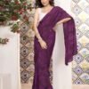 Ready To Wear Deep Violet Georgette Printed Saree - Image 3