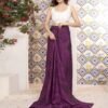 Ready To Wear Deep Violet Georgette Printed Saree - Image 6