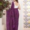 Ready To Wear Deep Violet Georgette Printed Saree - Image 4