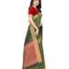 Olive Green Printed Silk Saree - Image 3