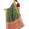 Olive Green Printed Silk Saree - Image 4