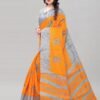 Orange Coloured Khadi Silk Printed Casual saree - Image 2