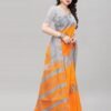 Orange Coloured Khadi Silk Printed Casual saree - Image 4