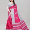 Pink Coloured Khadi Silk Printed Casual saree