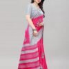 Pink Coloured Khadi Silk Printed Casual saree - Image 4