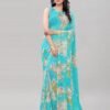 Aqua Blue Printed Saree | 1817S211