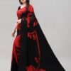 Black Coloured Georgette Printed Casual saree - Image 2
