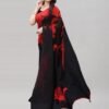 Black Coloured Georgette Printed Casual saree - Image 3