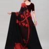 Black Coloured Georgette Printed Casual saree - Image 4