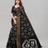 Black Cotton Bandhani Printed Saree | 1985S484