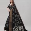 Black Cotton Bandhani Printed Saree | 1985S484 - Image 2