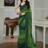 Ready To Wear Light Green Georgette Printed Plain Saree