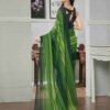 Ready To Wear Light Green Georgette Printed Plain Saree - Image 4