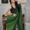 Ready To Wear Light Green Georgette Printed Plain Saree - Image 7