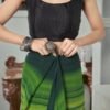 Ready To Wear Light Green Georgette Printed Plain Saree - Image 8