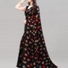 Black Printed Saree | 2098S668 - Image 2