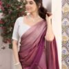 Ready To Wear Magenta Georgette Plain Saree - Image 5