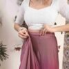 Ready To Wear Magenta Georgette Plain Saree - Image 8