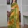 Ready To Wear Green Georgette Printed Saree - Image 3