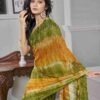 Ready To Wear Green Georgette Printed Saree - Image 2