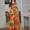 Ready To Wear Orange Georgette Printed Saree