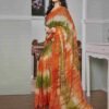 Ready To Wear Orange Georgette Printed Saree - Image 2