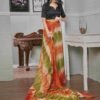 Ready To Wear Orange Georgette Printed Saree - Image 6