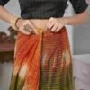 Ready To Wear Orange Georgette Printed Saree - Image 8