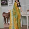 Ready To Wear Yellow Georgette Printed Saree - Image 5