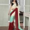 Ready To Wear Cream Chiffon Plain Saree