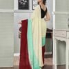 Ready To Wear Cream Chiffon Plain Saree - Image 5